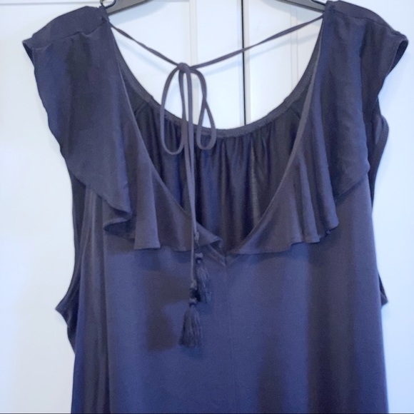 Loft | Ruffle Tie Back Flutter Blouse Black M - Picture 4 of 15